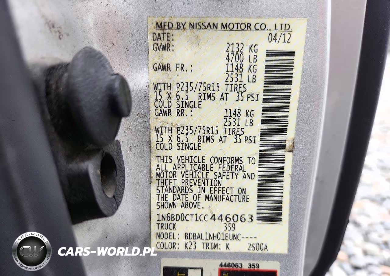 2012 Nissan Frontier S VIN:1N6BD0CT1CC446063 - 12