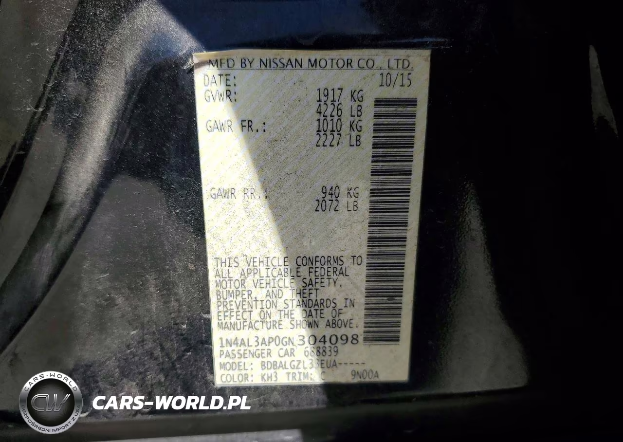 2016 Nissan Altima 2.5 S VIN:1N4AL3AP0GN304098 - 12