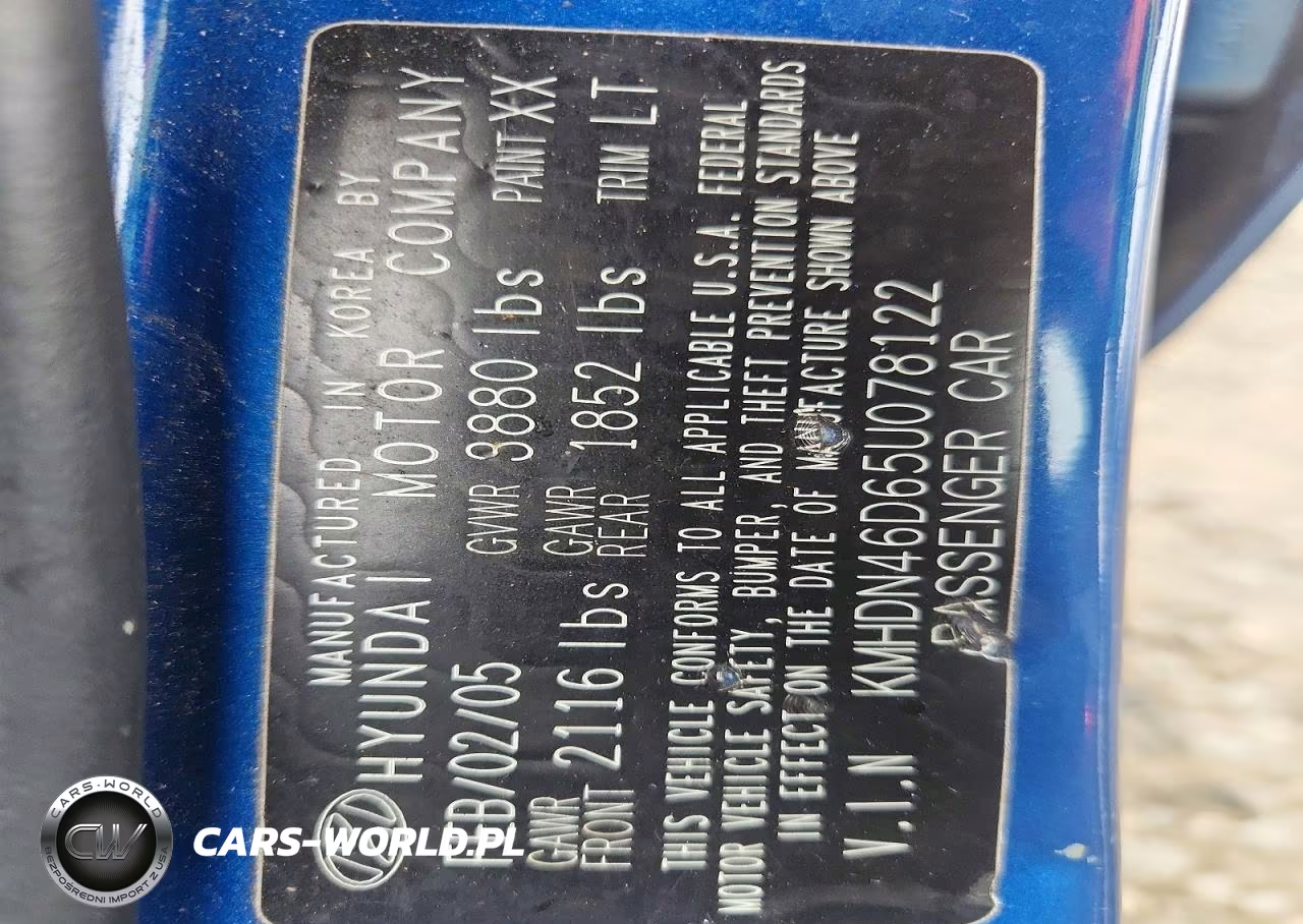 2005 Hyundai Elantra Gls VIN:KMHDN46D65U078122 - 13