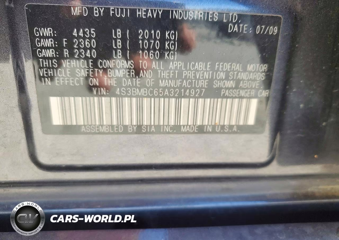 2010 Subaru Legacy 2.5I Premium VIN:4S3BMBC65A3214927 - 12