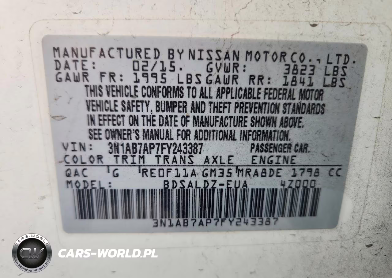 2015 Nissan Sentra Sv VIN:3N1AB7AP7FY243387 - 12