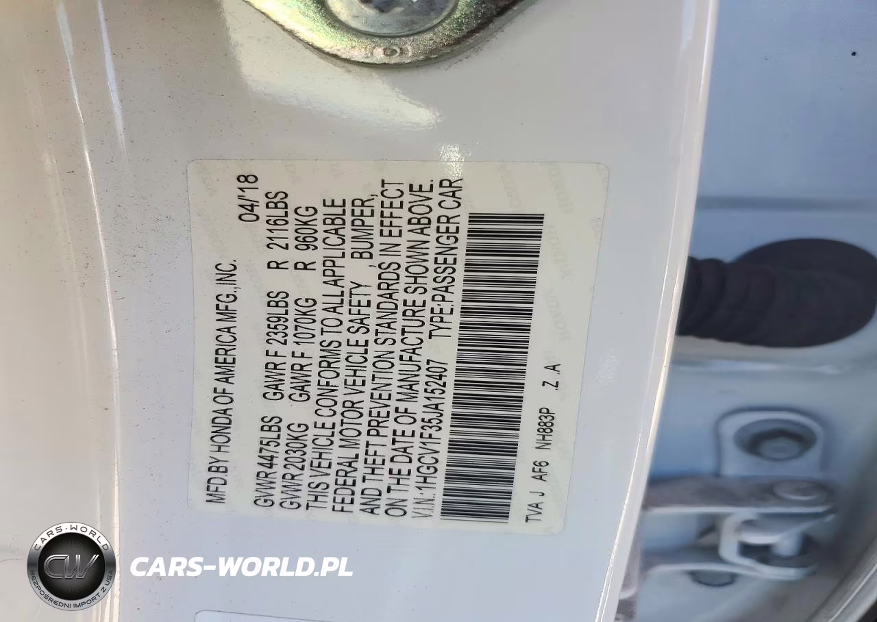2018 Honda Accord Sport VIN:1HGCV1F35JA152407 - 12
