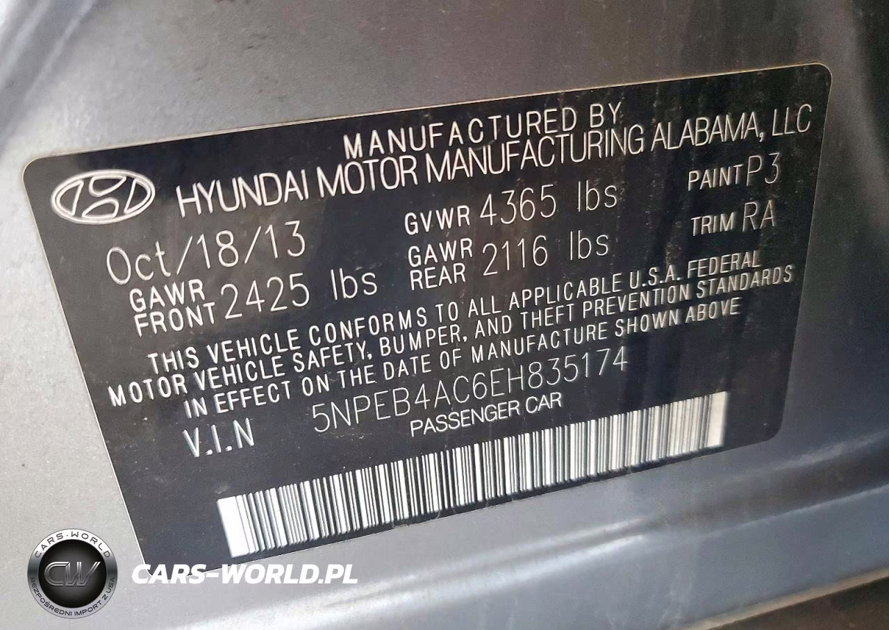 2014 Hyundai Sonata Gls VIN:5NPEB4AC6EH835174 - 12