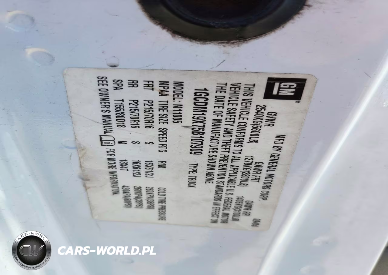 2005 Chevrolet Astro VIN:1GCDM19X75B107909 - 13