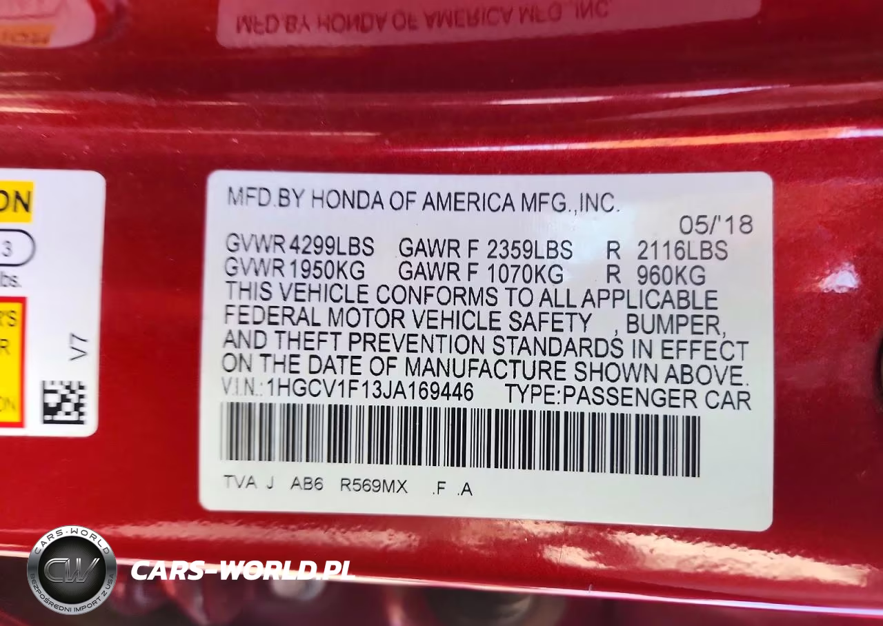 2018 Honda Accord Lx VIN:1HGCV1F13JA169446 - 12