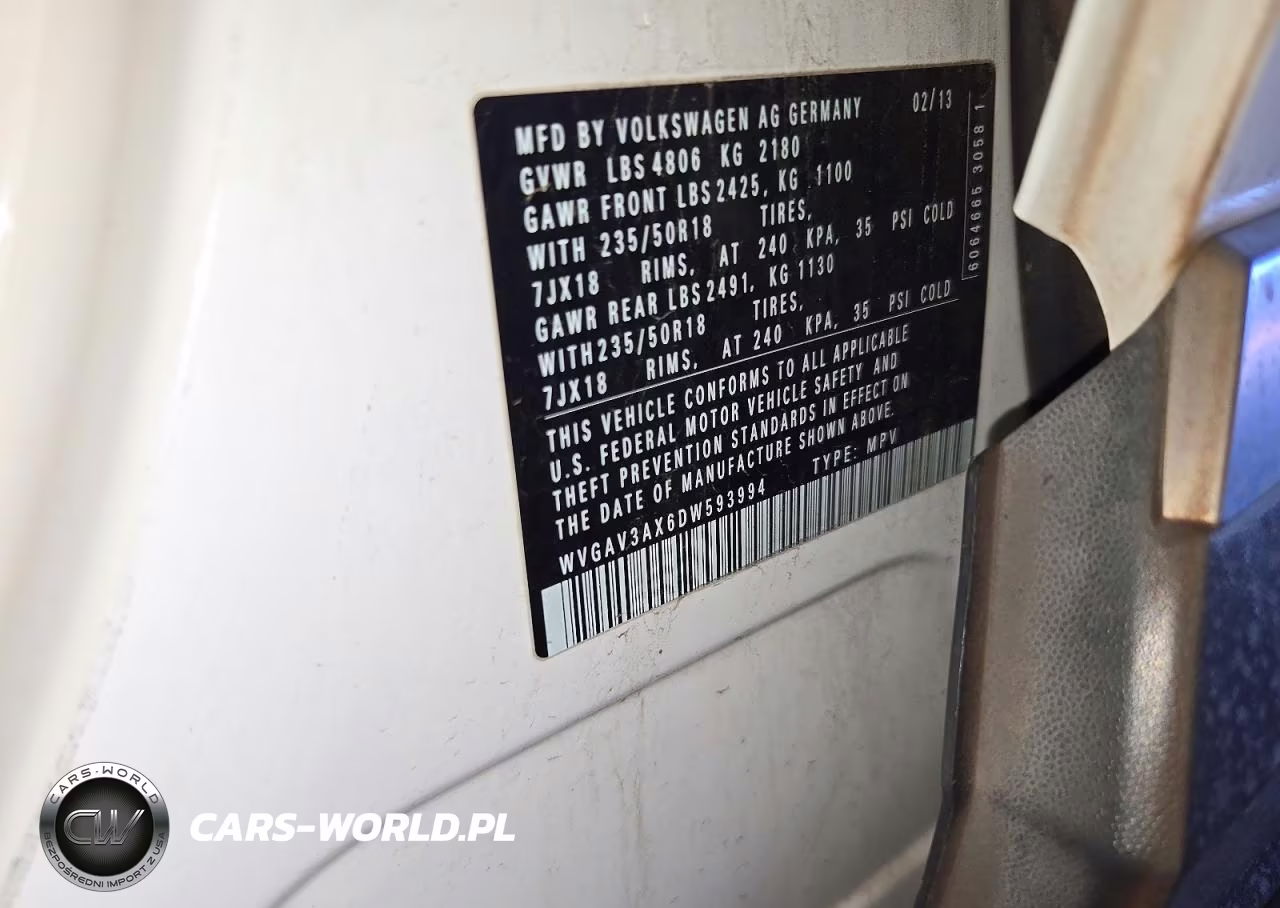 2013 Volkswagen Tiguan S VIN:WVGAV3AX6DW593994 - 13