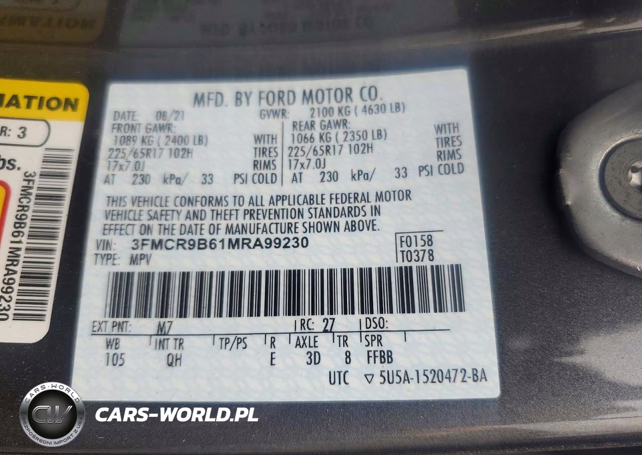 2021 Ford Bronco Sport Big Bend VIN:3FMCR9B61MRA99230 - 14