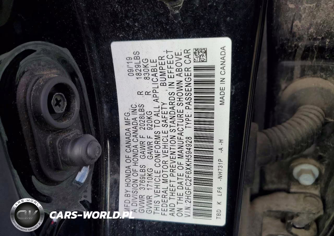 2019 Honda Civic Lx VIN:2HGFC2F6XKH594928 - 14