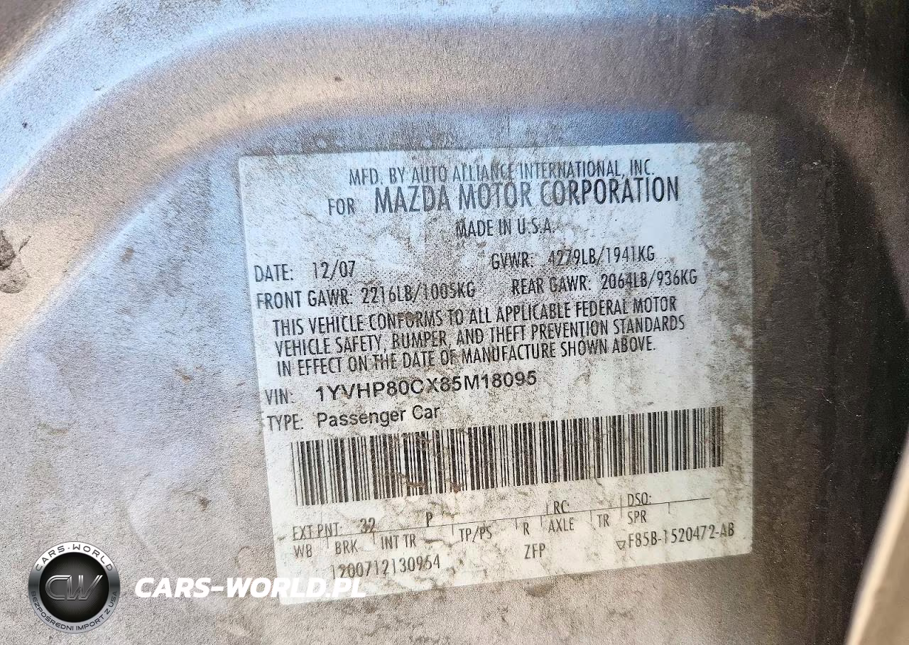 2008 Mazda 6 I VIN:1YVHP80CX85M18095 - 12