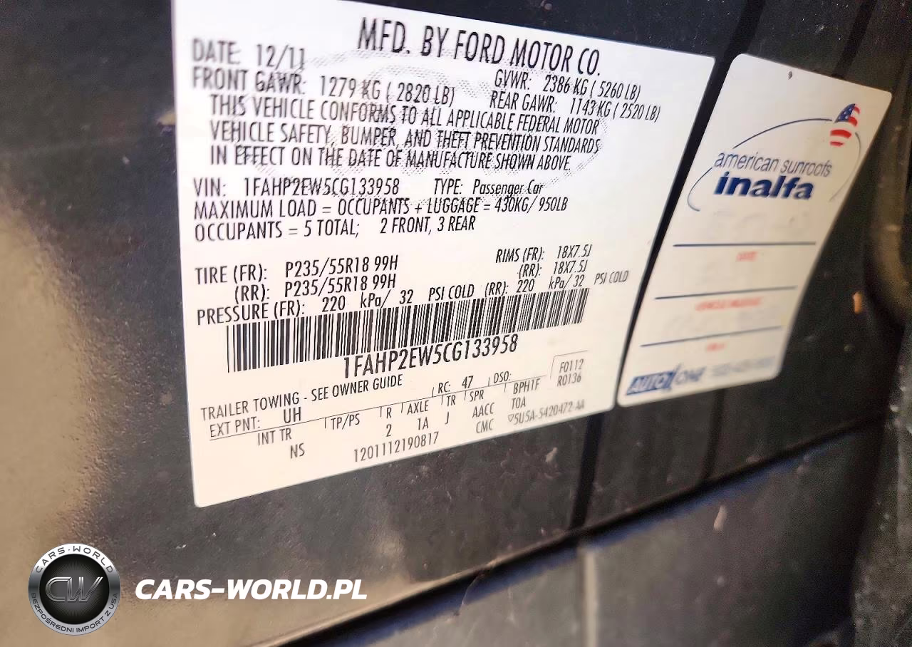 2012 Ford Taurus Sel VIN:1FAHP2EW5CG133958 - 12