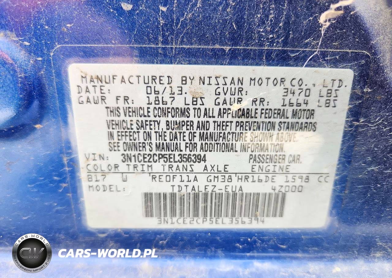 2014 Nissan Versa Note Sv VIN:3N1CE2CP5EL356394 - 12