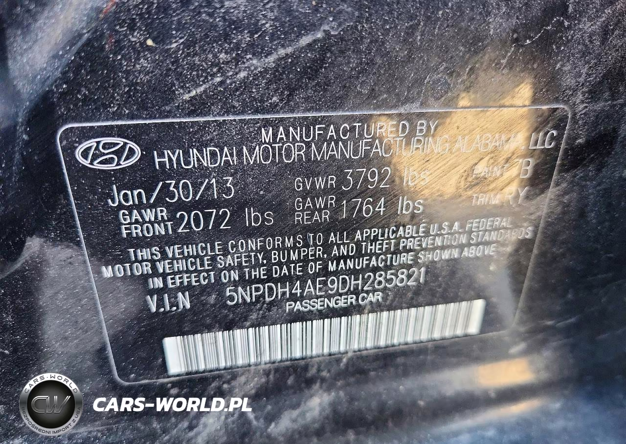 2013 Hyundai Elantra Limited VIN:5NPDH4AE9DH285821 - 12