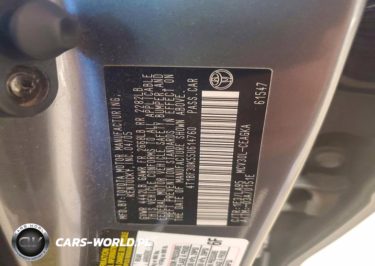 2005 Toyota Camry Xle V6 VIN:4T1BF30K55U614760 - 12
