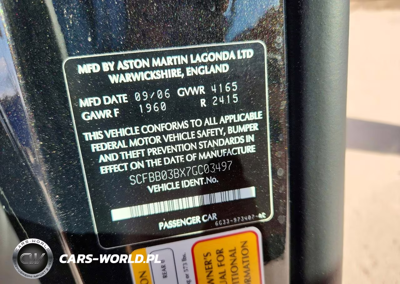 2007 Aston Martin V8 Vantage VIN:SCFBB03BX7GC03497 - 12