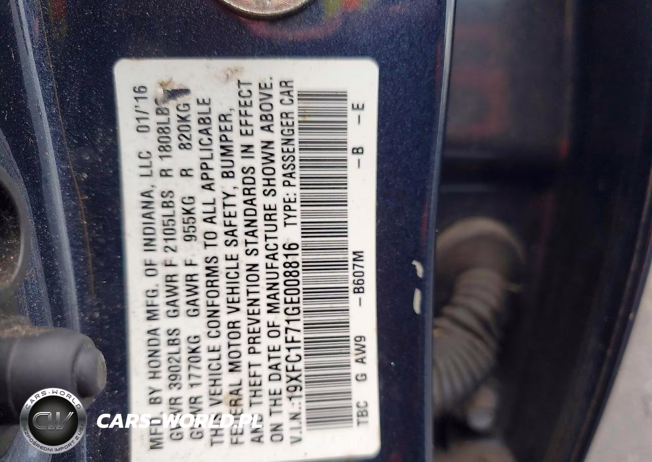2016 Honda Civic Exl VIN:19XFC1F71GE008816 - 12