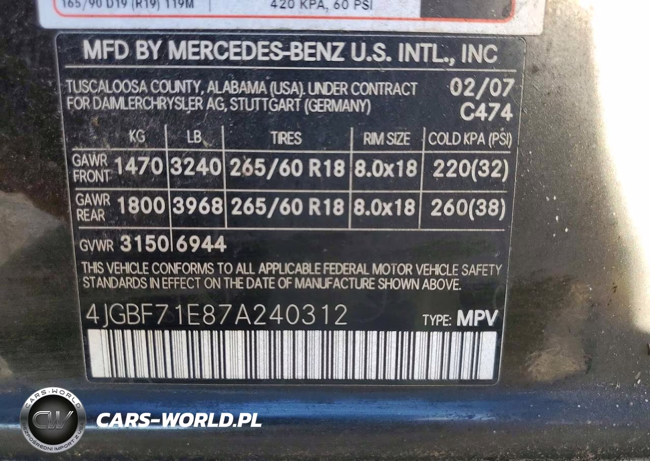 2007 Mercedes-Benz Gl 450 4Matic VIN:4JGBF71E87A240312 - 12
