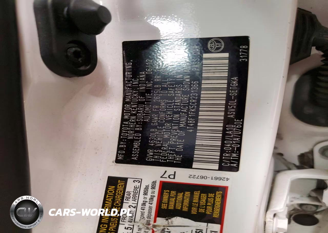 2012 Toyota Camry Xle VIN:4T4BF1FK5CR231366 - 12