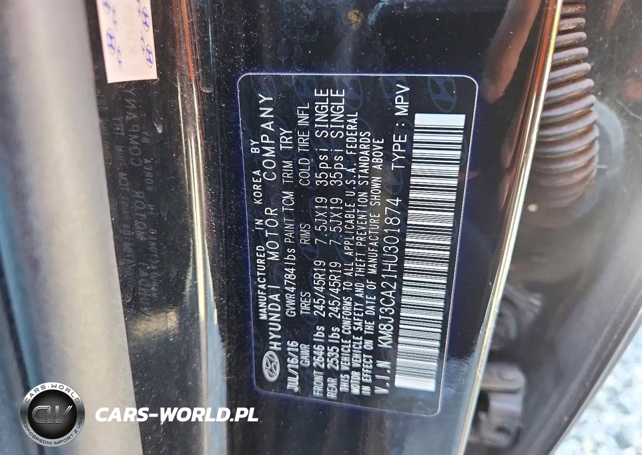 2017 Hyundai Tucson Sport VIN:KM8J3CA21HU301874 - 14