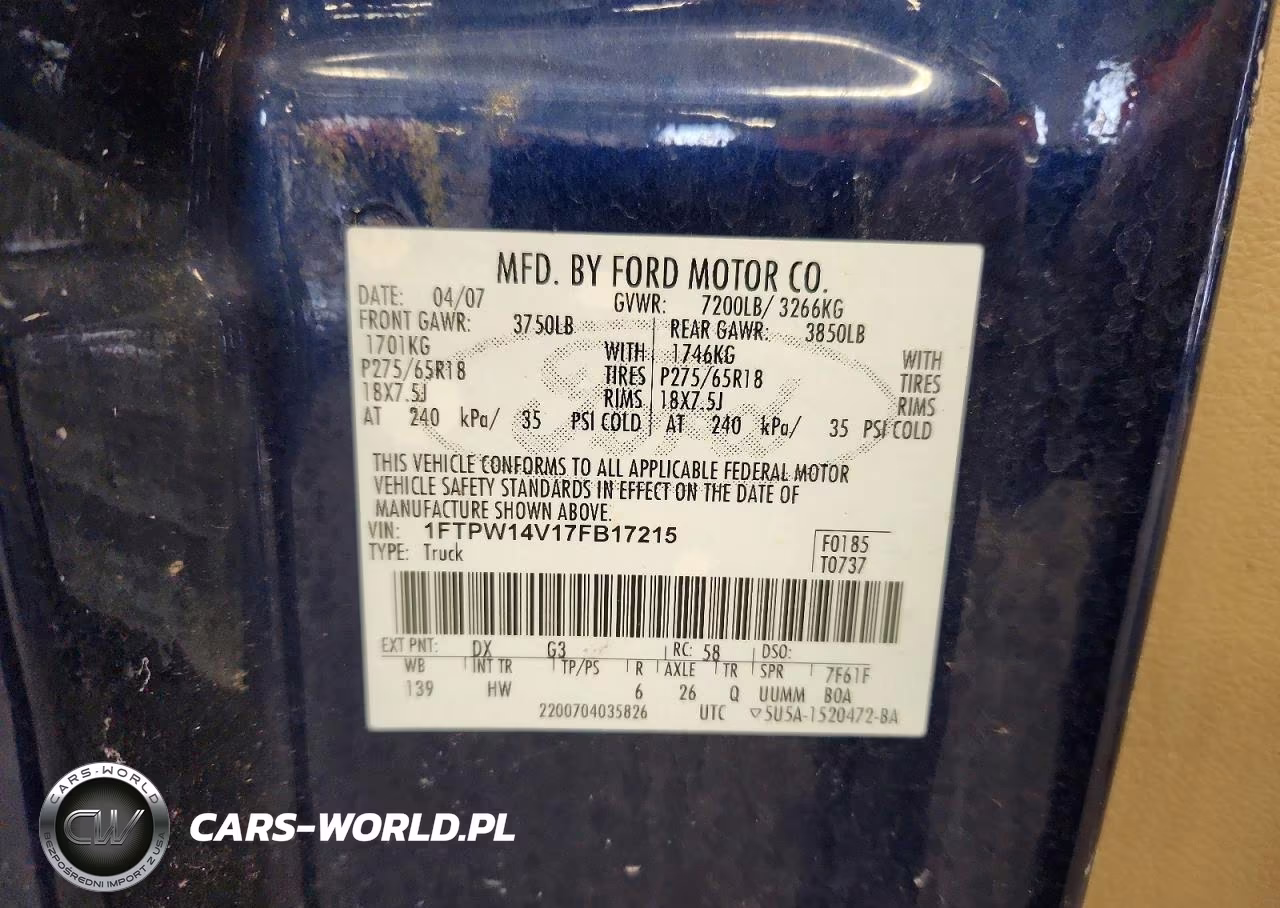 2007 Ford F150 Supercrew VIN:1FTPW14V17FB17215 - 12