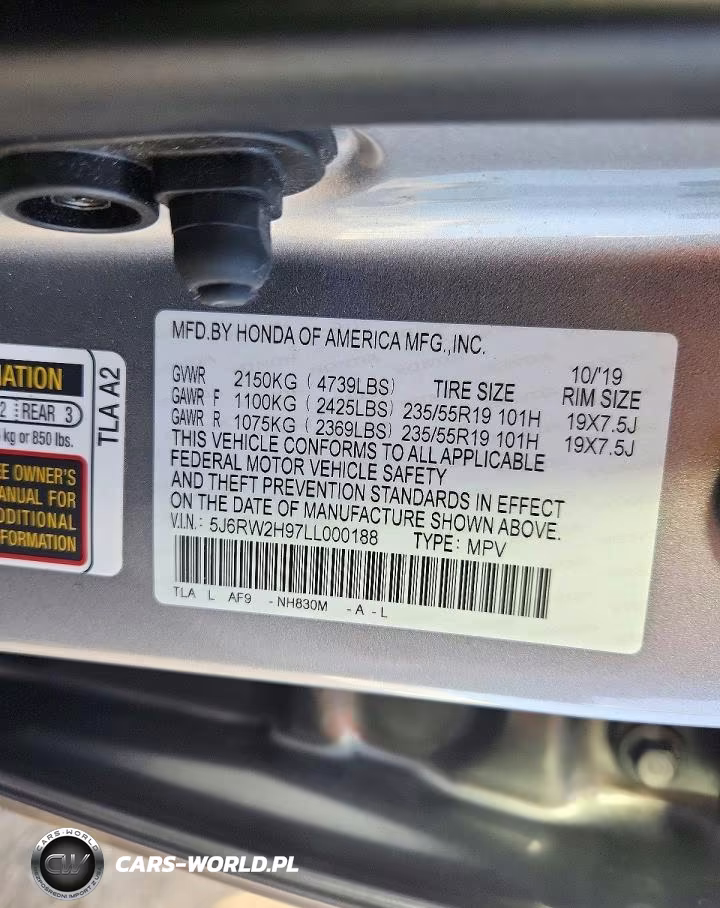 2020 Honda Cr-V Touring VIN:5J6RW2H97LL000188 - 13