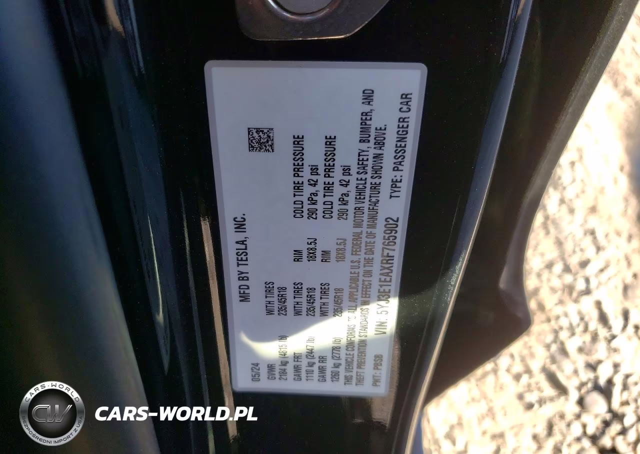 2024 Tesla Model 3 VIN:5YJ3E1EAXRF765902 - 12