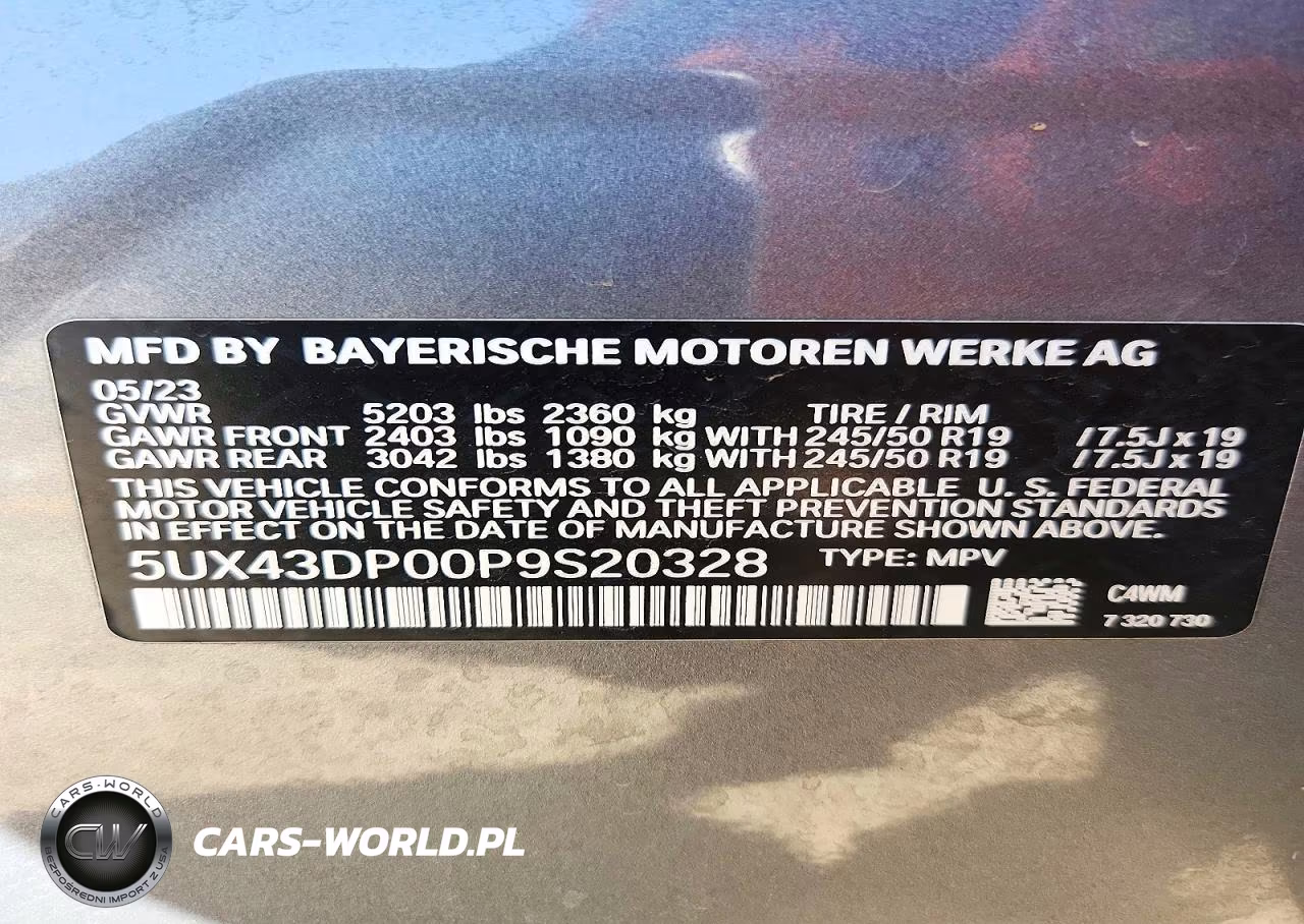 2023 BMW X3 Sdrive30I VIN:5UX43DP00P9S20328 - 12