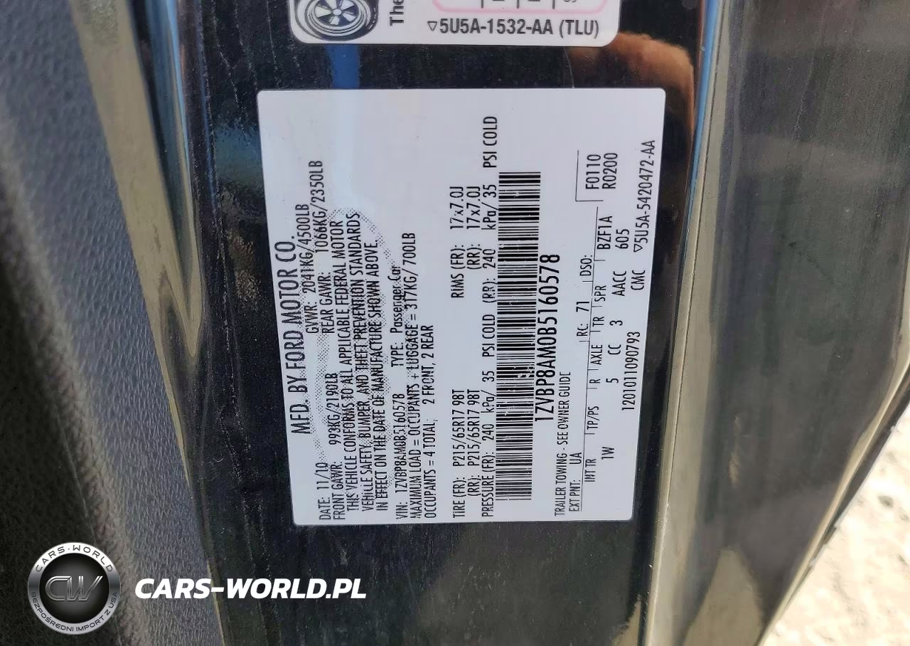 2011 Ford Mustang VIN:1ZVBP8AM0B5160578 - 12