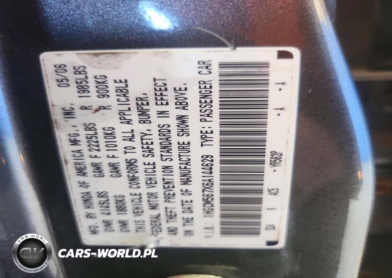 2006 Honda Accord Ex VIN:1HGCM567X6A144629 - 12