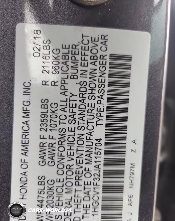 2018 Honda Accord Sport VIN:1HGCV1F32JA115704 - 12