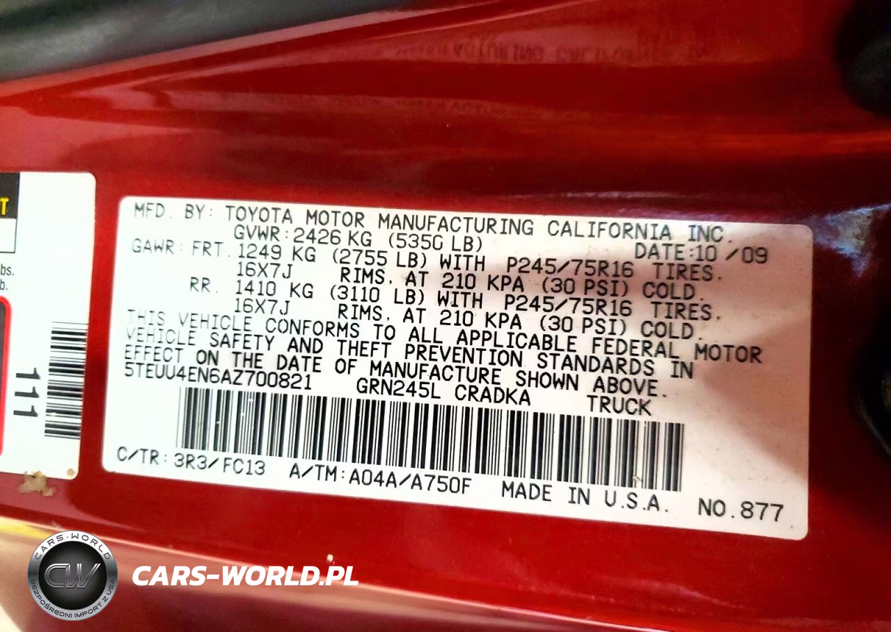 2010 Toyota Tacoma V6 VIN:5TEUU4EN6AZ700821 - 12