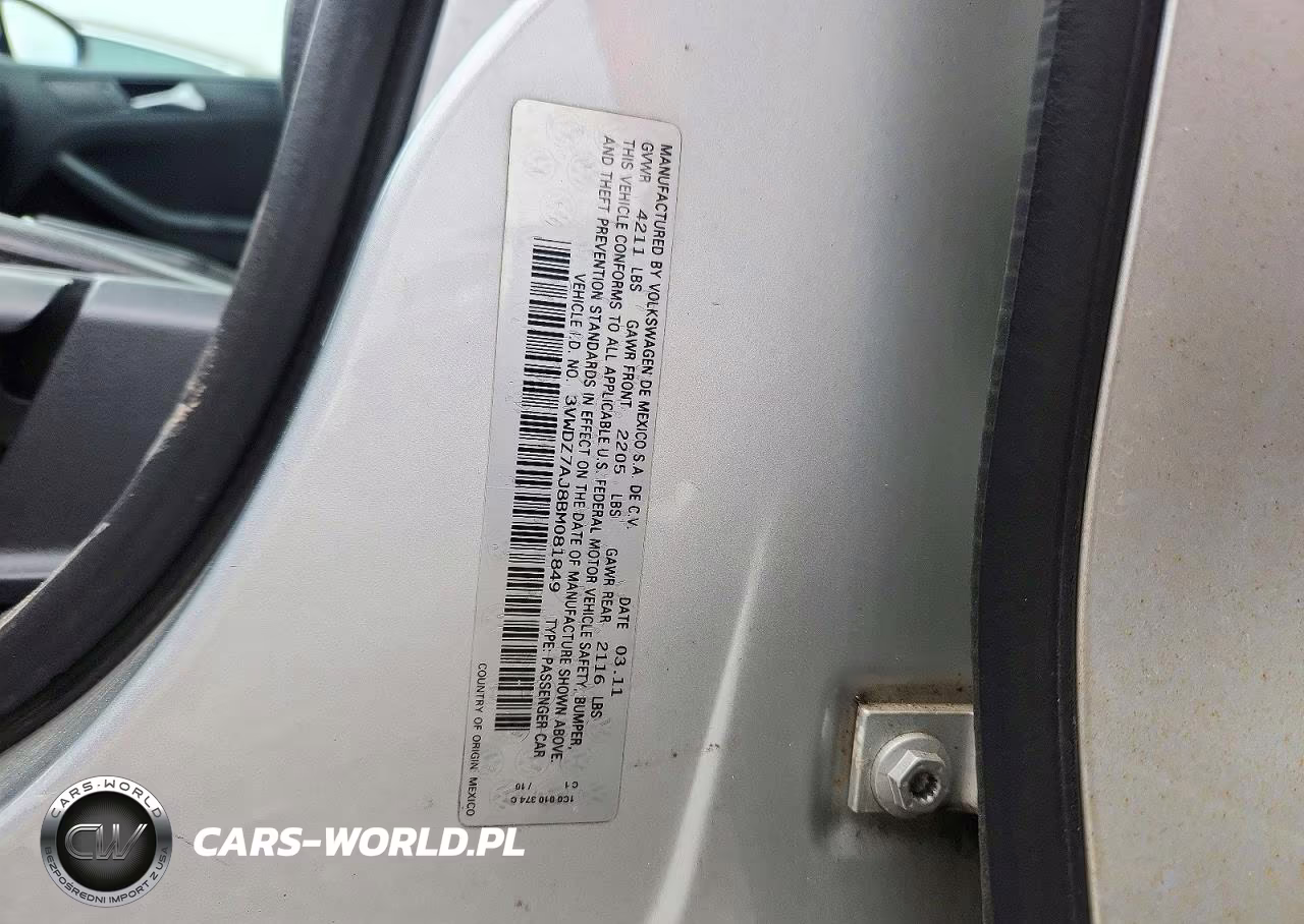 2011 Volkswagen Jetta Se VIN:3VWDZ7AJ8BM081849 - 12