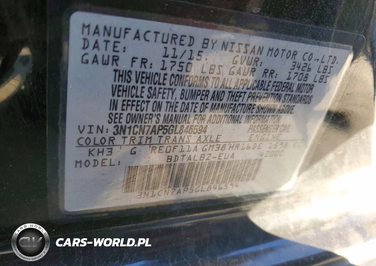 2016 Nissan Versa 1.6 Sv VIN:3N1CN7AP5GL846594 - 13