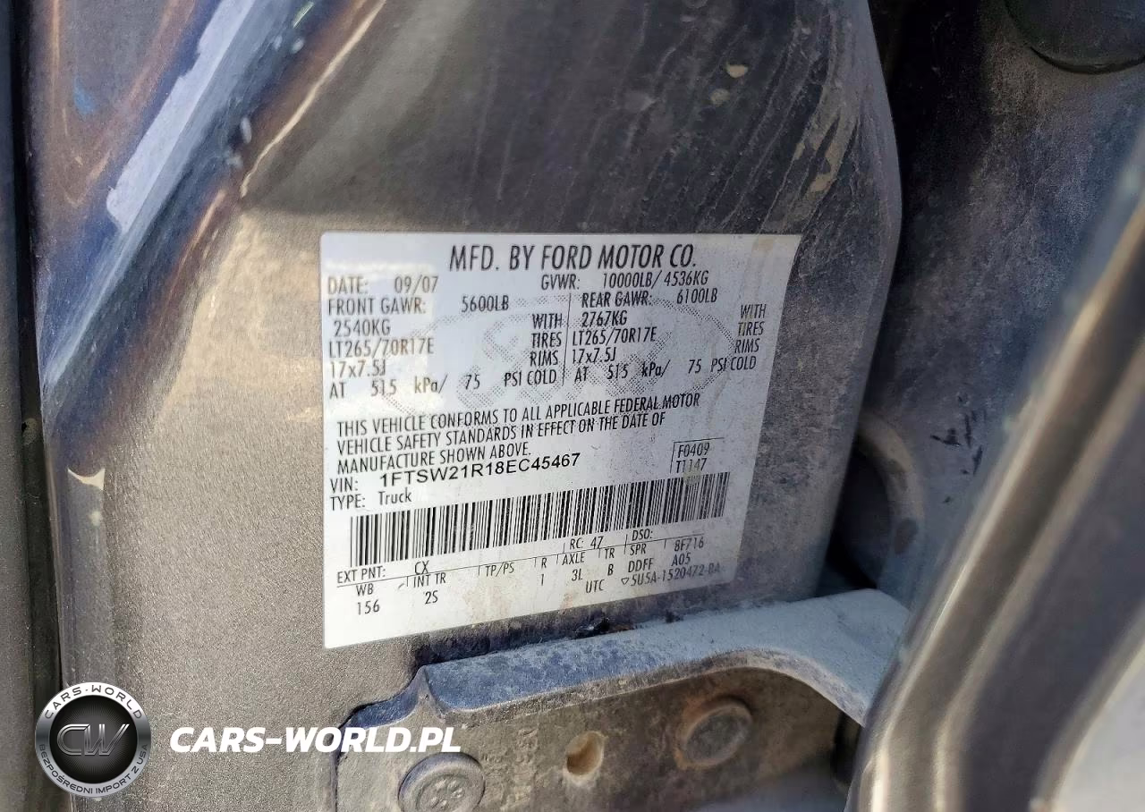 2008 Ford F250 Super Duty VIN:1FTSW21R18EC45467 - 12