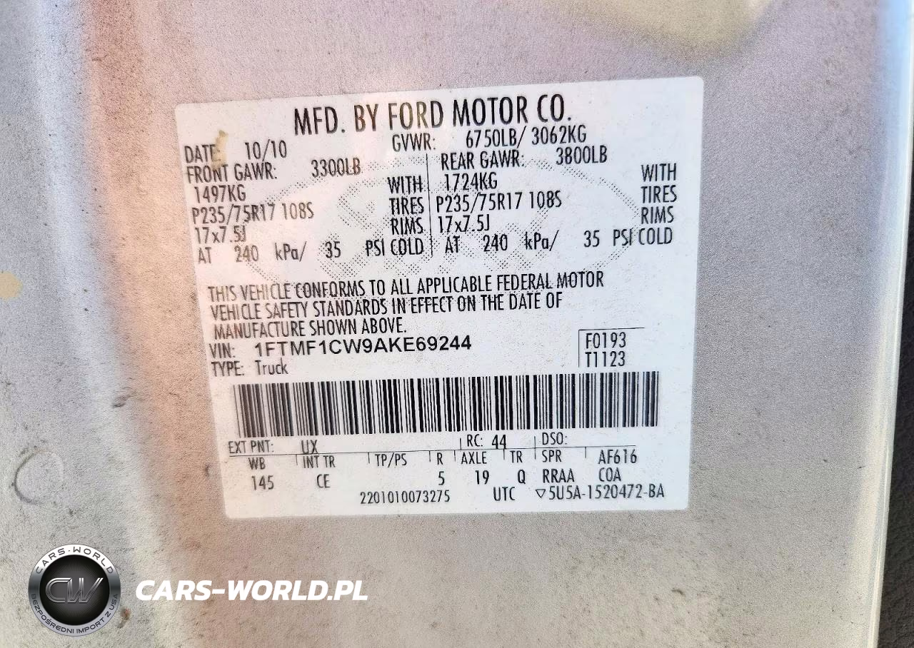 2010 Ford F150 VIN:1FTMF1CW9AKE69244 - 12