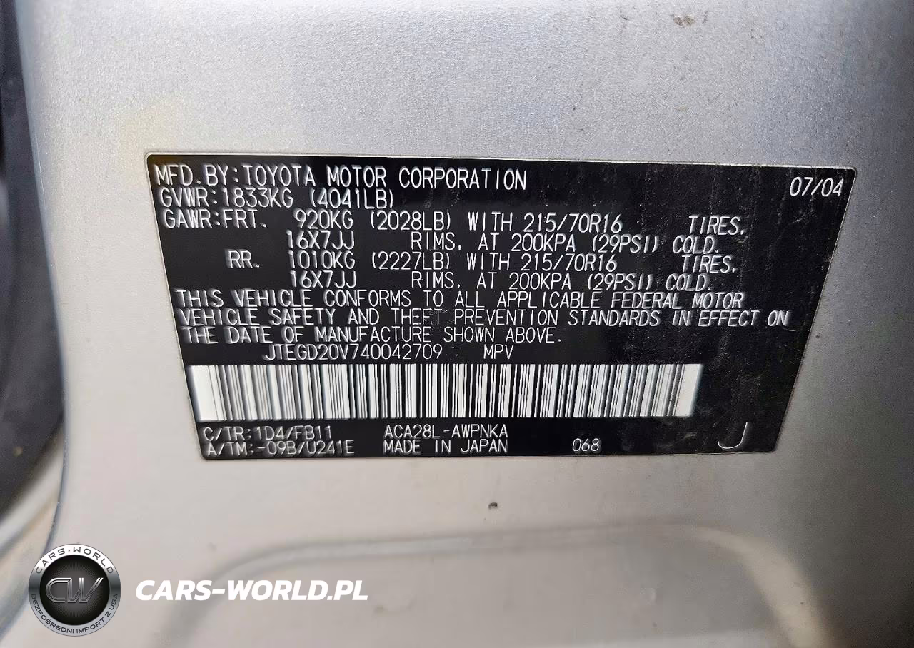2004 Toyota Rav4 Base VIN:JTEGD20V740042709 - 13