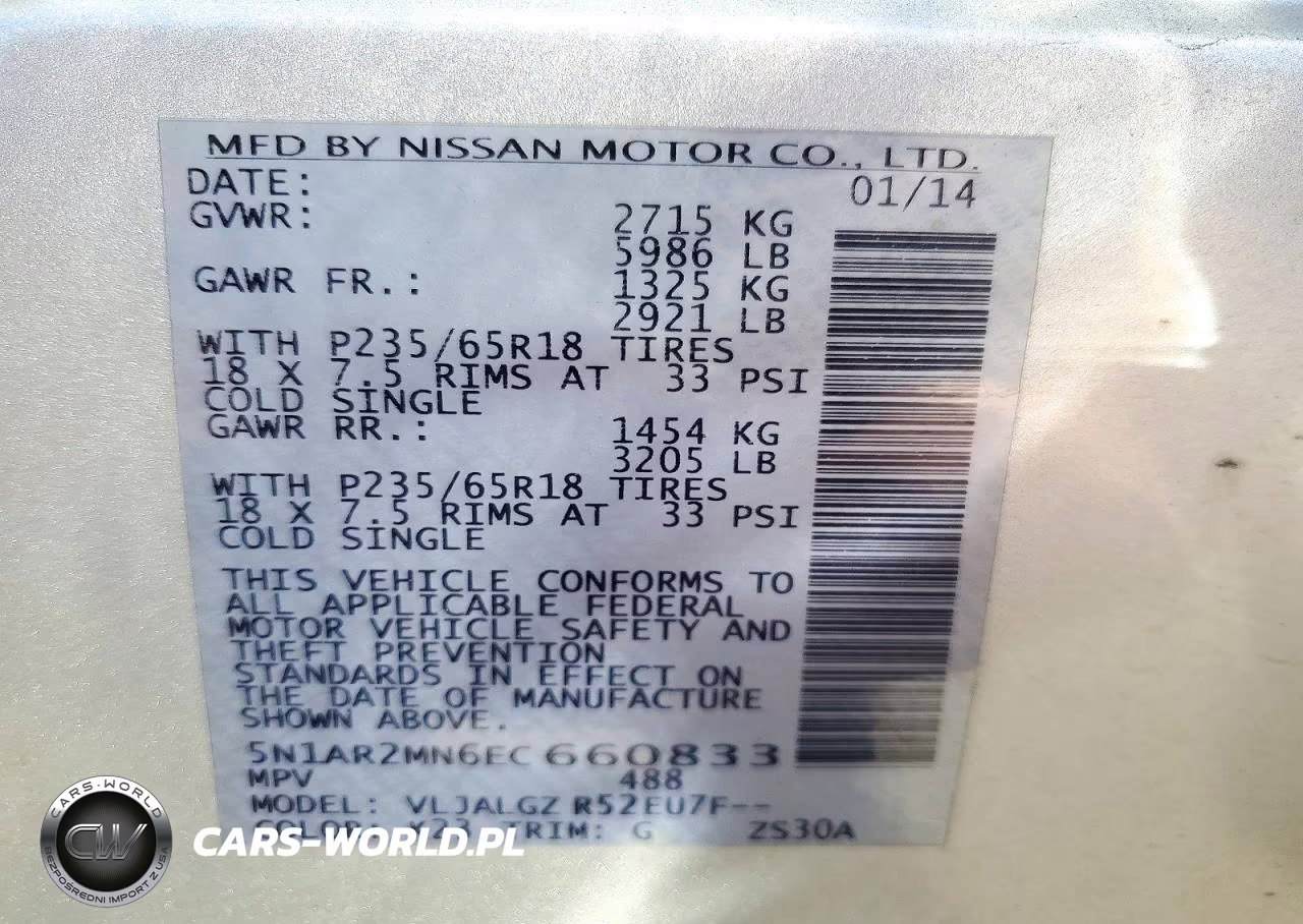2014 Nissan Pathfinder Sl VIN:5N1AR2MN6EC660833 - 13