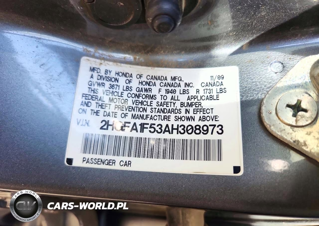 2010 Honda Civic Lx VIN:2HGFA1F53AH308973 - 12