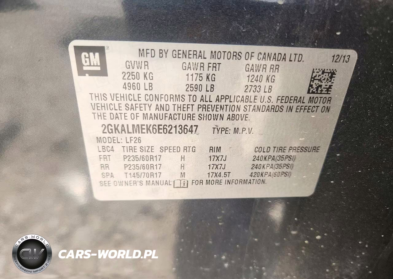 2014 GMC Terrain Sle VIN:2GKALMEK6E6213647 - 13