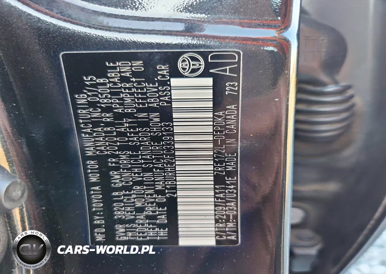 2015 Toyota Corolla L VIN:2T1BURHE2FC339133 - 12