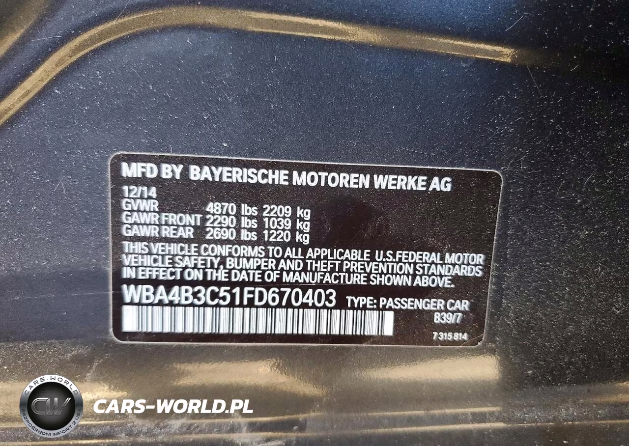 2015 BMW 435I Gran Coupe xDrive VIN:WBA4B3C51FD670403 - 13