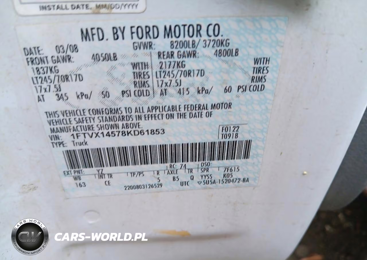 2008 Ford F150 VIN:1FTVX14578KD61853 - 12