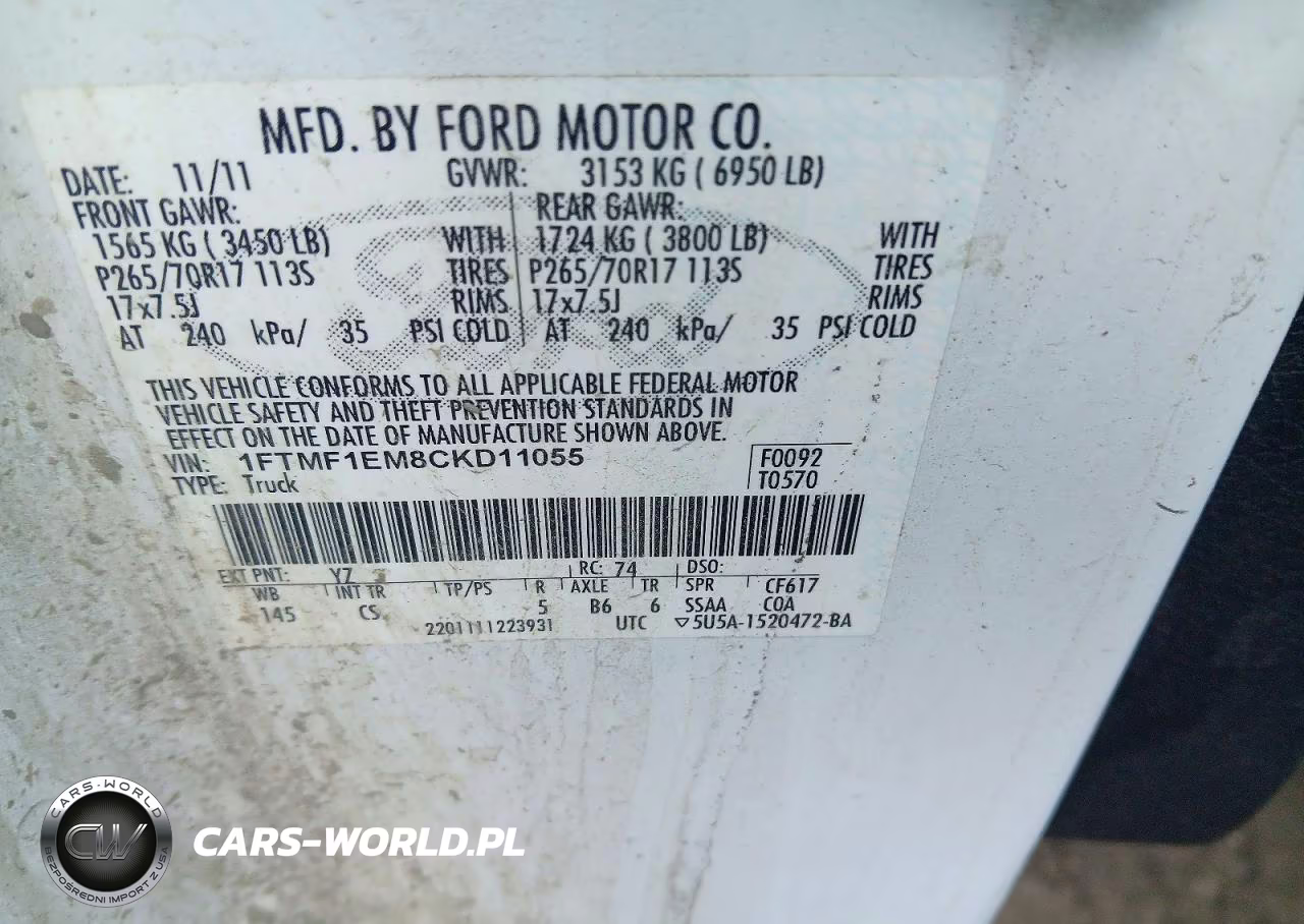 2012 Ford F150 VIN:1FTMF1EM8CKD11055 - 12