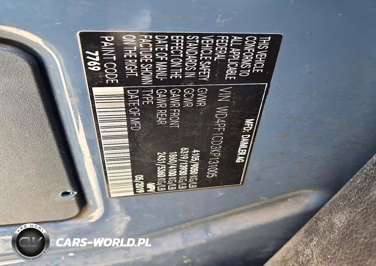 2019 Mercedes-Benz Sprinter 2500-3500 Delivery Van VIN:WD4PF1CD3KP131005 - 13