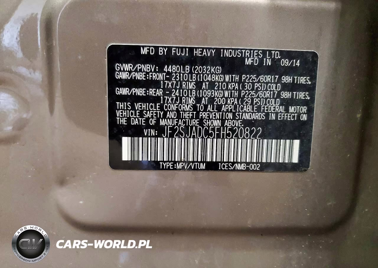 2015 Subaru Forester 2.5I Premium VIN:JF2SJADC5FH520822 - 13