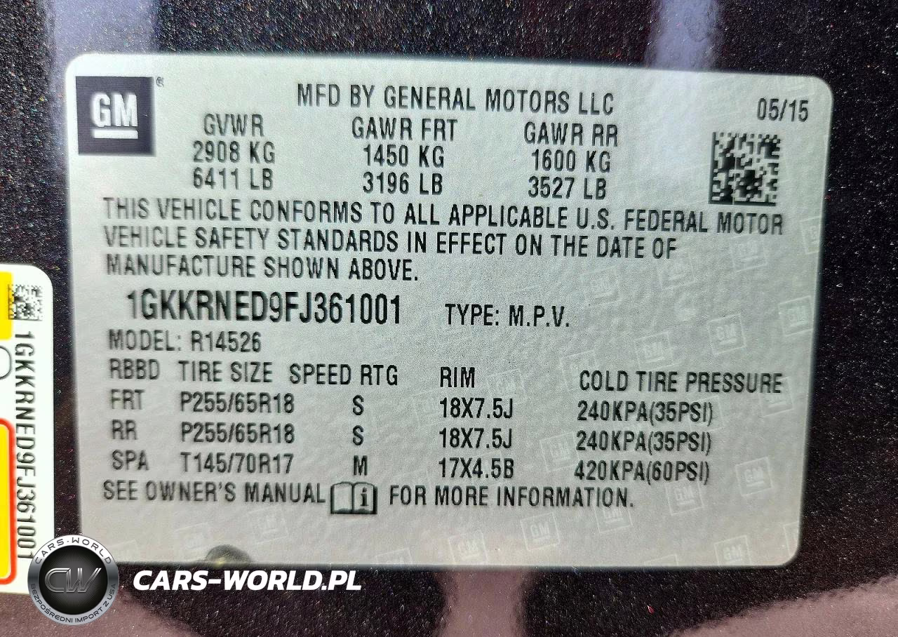 2015 GMC Acadia Sle VIN:1GKKRNED9FJ361001 - 13