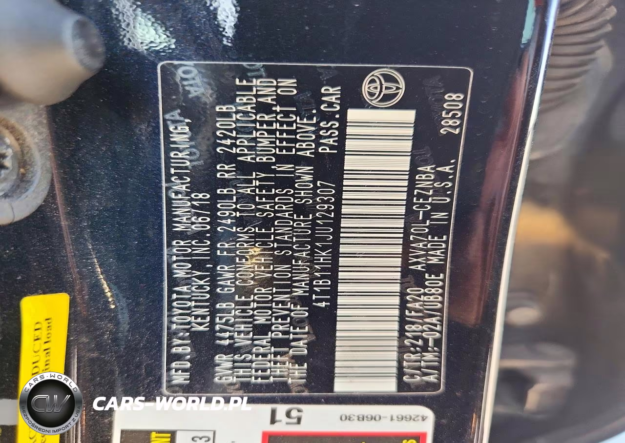 2018 Toyota Camry Le VIN:4T1B11HK1JU129307 - 12