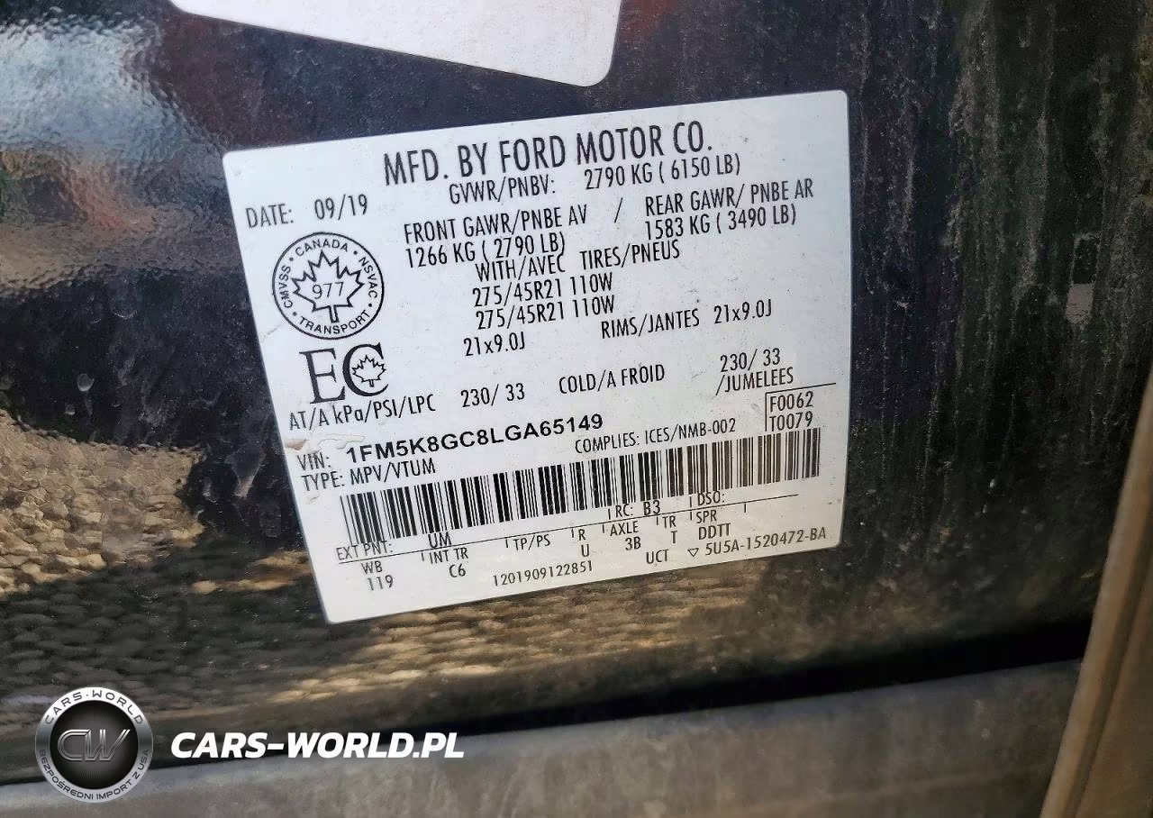 2020 Ford Explorer St VIN:1FM5K8GC8LGA65149 - 13