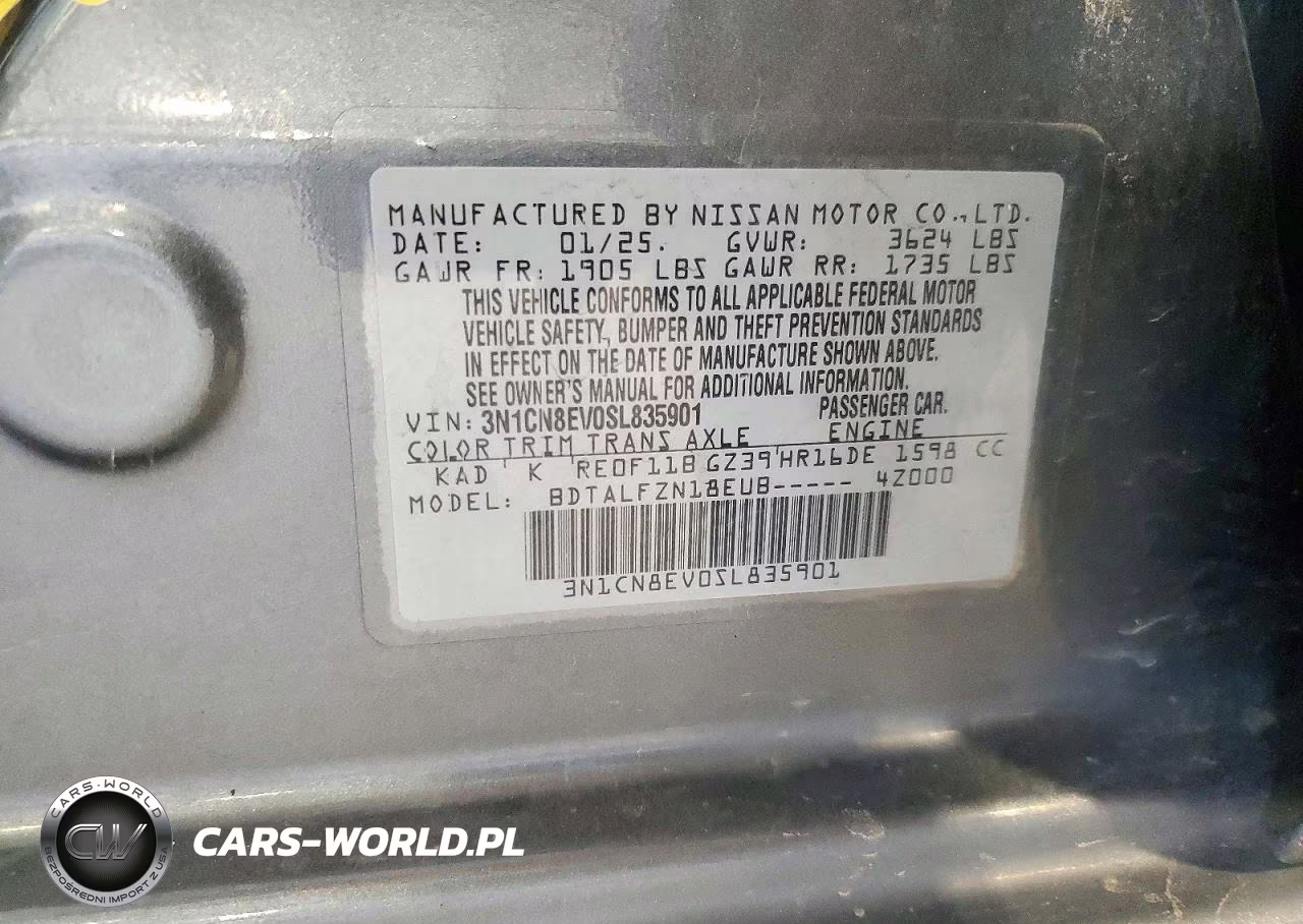 2025 Nissan Versa Sv VIN:3N1CN8EV0SL835901 - 12