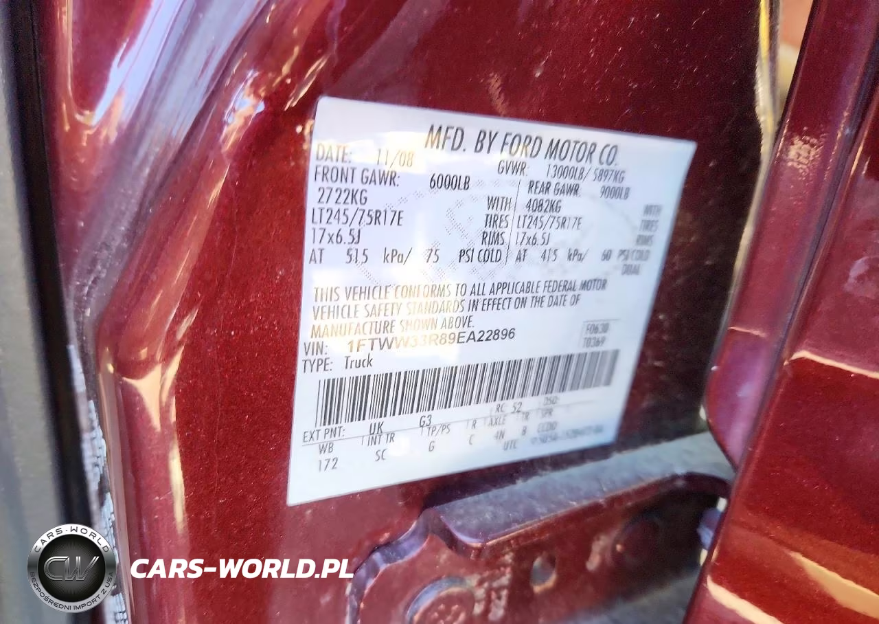 2009 Ford F350 Super Duty VIN:1FTWW33R89EA22896 - 12