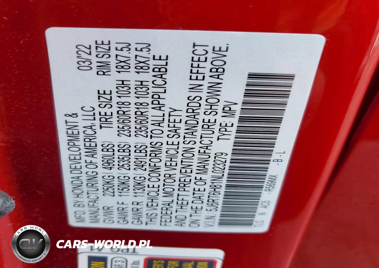 2022 Honda Cr-V Exl VIN:5J6RT6H81NL023279 - 14